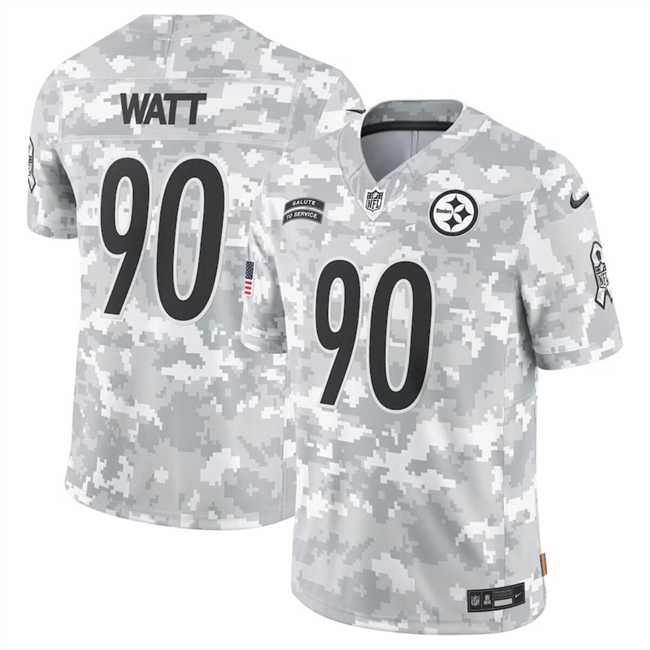 Mens Pittsburgh Steelers #90 T. J. Watt 2024 Arctic Camo Salute To Service Limited Stitched Jersey Dyin->pittsburgh steelers->NFL Jersey